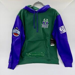 Mitchell & Ness Milwaukee Bucks Hoodie Mens Green Purple NBA Hardwood Classics